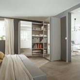 Rauch Lema 4 Door Sliding Corner Wardrobe - Silk Grey Glass - Pendle Village Furniture